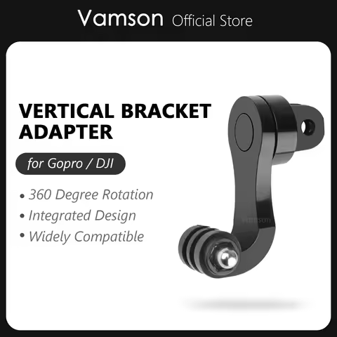 Vamson 360°Vertical Bracket Adapter for GoPro 11 10 9 8 7 6 5 DJI Action Camera Motorcycle Helmet Ch