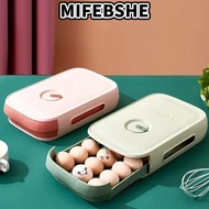 MIFEBSHE Egg Storage Box, Anti-fall Drawer Type Egg Trays, Space Saving Large Capacity Earthquake-pr