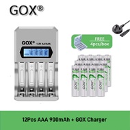 GOX AA 2450mAh/AAA 900mAh 1.2V NIMH Rechargeable Battery With GOX 4 Slots LCD Display Smart Battery