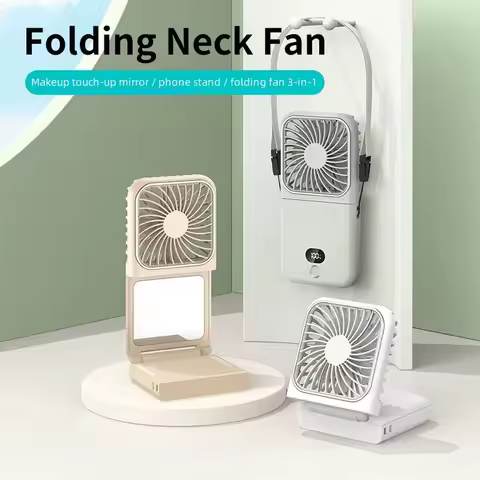 Portable Neck Fan Foldable Mini Handheld Fan with Power Bank USB Rechargeable Small Hand Fan Hanging