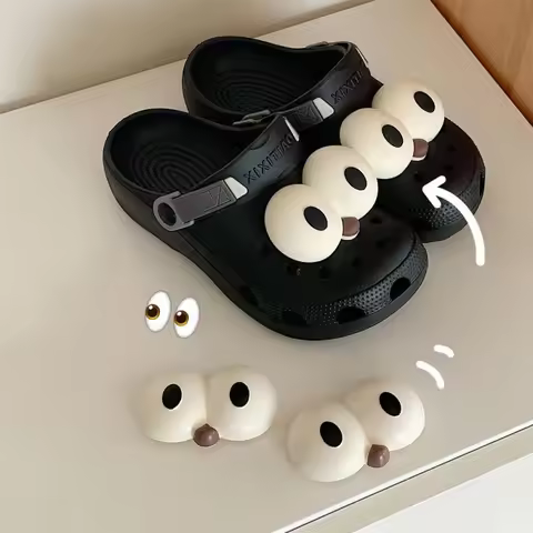 2Pcs Garden Shoes Anime Accessories Button Cartoon Cute Funny Big Eyes Decoration Shoes Button Big E