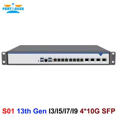 1U Rackmount Firewall LGA1700 Core i9 13900 i7 13700 i5 13400 Intel i226 8x2.5G With 4x10G SFP VPN R