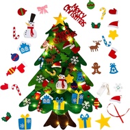 KreqiuCre 3ft DIY Felt Christmas Tree Set + 3 Meter Light String + 32 Christmas Ornament, Merry Chri
