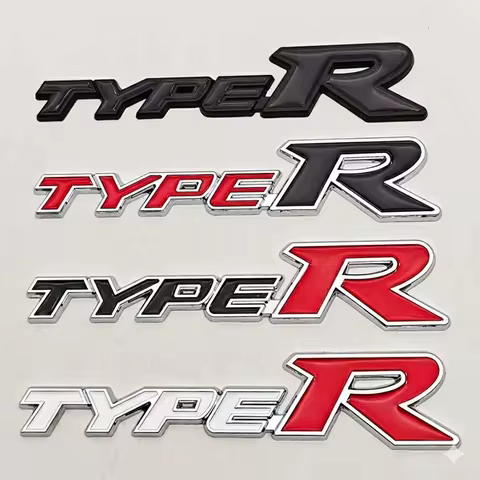 3D Metal Type-R Car Rear Trunk Emblem Badge Sticker For Honda TYPE R Car Styling Accessories