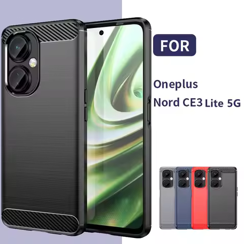 For Cover OnePlus Nord CE 3 Lite 5G Case Cover OnePlus Nord CE 3 Lite Capas Carbon Fiber Soft TPU Fu