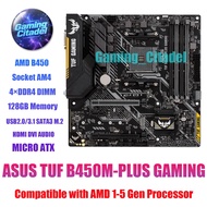 Used ASUS TUF B450M-PLUS GAMING DDR4 MATX Motherboard Compatible with AMD 1-5 Gen Processors Tested