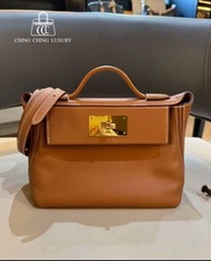 🌈Hermes🧡Mini 2424🧡金棕金扣🧡98新🌈Evercolor皮🌟mini2424🌟2424🌟愛馬仕🌟