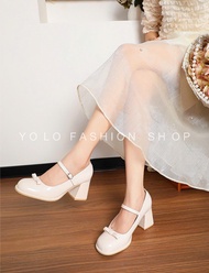 [FULL BOX] Giày Cao Gót Nữ Giày Mary Jane Đế Cao Da Bóng Gót Vuông 7cm Hàng Chuẩn Loại 1 - TG26