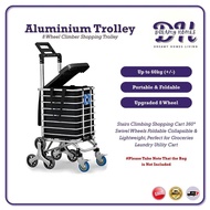 DREAMY HOMES 8 Wheels Aluminum Foldable Multipurpose Pasar Shopping Grocery Market Cart Trolley 60KG