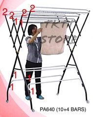 TKTT 3V 4PA640S 10+4 Bars Anti Rust Foldable Clothes Drying Rack Hanger/ Towel Hanger/ Blanket Dryer