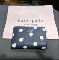 [Kate Spade] New York 全新 深藍 蘋果圖案 女用 短夾 零錢包 證件 卡 正品 議價不回