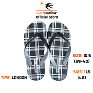 Sandal Jepit Karet Pria Sun Swallow London Pola Garis Warna Hitam