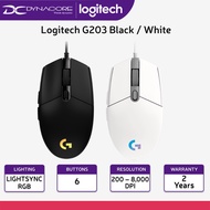 Logitech G203 LIGHTSYNC RGB 6 Button Gaming Mouse Black / White