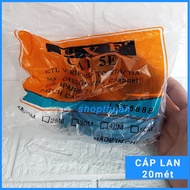 Pre-pressed LAN network cable with 2 RJ45 ends, 20m long - internet cable