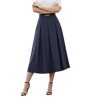 High Waist Maxi Skirt Pleated A-Line Style Stretchable For Church and Formal Outfit 9005