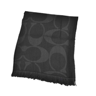 ผ้าพันคอ Coach แท้ ผืนใหญ่ที่สุด ขนสัตว์ 60% เนื้อนุ่ม ลาย Signature COACH 54248 LIGHTWEIGHT SIGNATURE C SHAWL SCARF Black