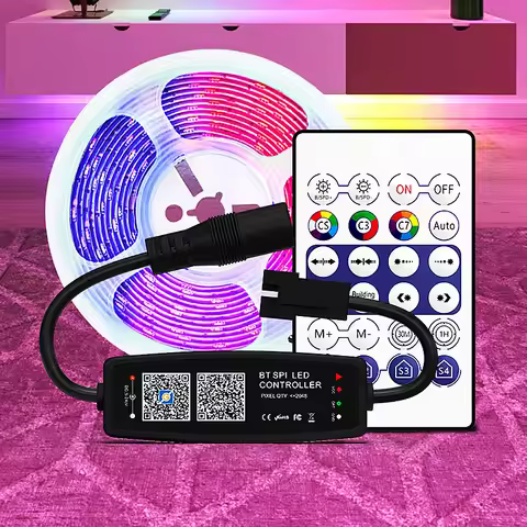 USB DC 5V 12V 24V 3Pin RGB Addressable Strip Light Smart Music Mic Sound Sensor 2.4G Remote APP Blue