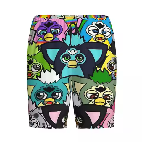 Custom Nightmare Furby Cartoon Robot Toys Shorts Sleeping Pants Men Pajama Pants Lounge Sleep Sleepw