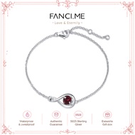 FANCIME "Infinite Embrace" January Birthstone Garnet Infinity Symbol Sterling Silver Bracelet