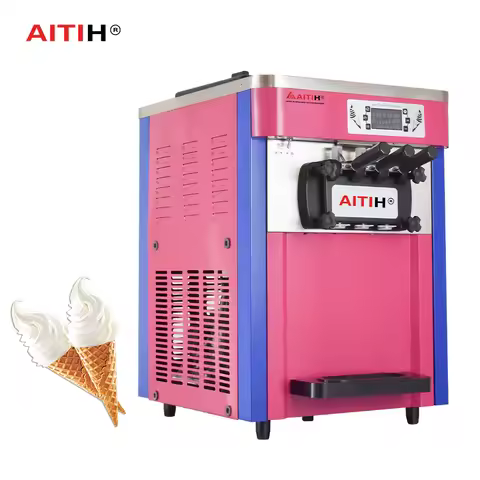 Desktop 3 Flavors Soft Ice Cream Machine Self Cleaning Ice Creme Machine Commercial Soft Serve Itali