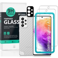 IBYWIND Tempered Glass Screen Protector For Samsung Galaxy A73 5G(2Pcs),1 Camera Lens Protector,1 Backing Carbon Fiber Film,Easy Install