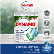 DYNAMO 4in1 Laundry Capsules 3X Odor Remover 10ml*20pcs Refill - Tackles 99% Of The Most Common Stai