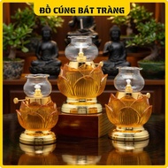 Golden Lapis lazuli Lotus Worship Oil Lamp - Ancestor Worship Altar Lamp [Lamp 035] - Altar Accessor