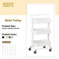 Rack Direct 3 Tier Multi-functional Metal Trolley PP Tray Storage Rack Office Shelves Home Kitchen R