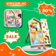 Wooden Tetris puzzle toy, 40-50 building blocks, educational for children 3-6 years old, meaningful 