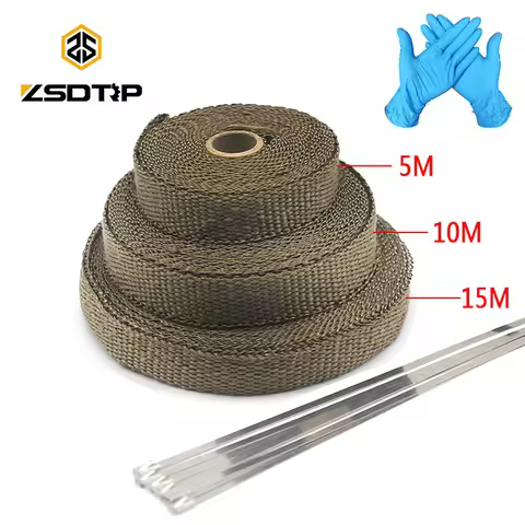 ZSDTRP 5/10/15M Car Moto Heat Shield Wrap Turbo Exhaust Heat Tape Wrap Pipe Wrap Shields Manifold He