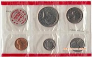 悅享購✨滿300出貨美國5枚一套硬幣 1972年老版套幣 D版 造幣廠塑料片裝