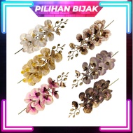 9 Head Goldish Orkid Ori Bunga Orkid Latex 3D Artificial Orchid Artificail Flower Bunga Hiasan