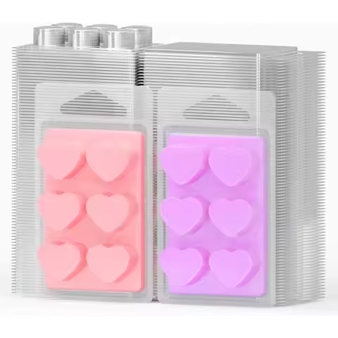 25/50 Pack Wax Melt Containers with 6 Cavity Clear Plastic Wax Melt Clamshell for DIY Wax Melt Candl