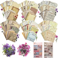 565 Pcs Vintage Scrapbook Paper Kit Scrapbook Paper Supplies with Flowers Stickers Journaling Decora