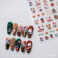 🛒ZZCute Christmas Deer Embossed Nail Stickers New Christmas Limited Gift Deer Adhesive Nail Sticker Decoration CD3W
