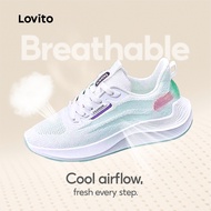 Lovito Sporty Plain Korean Version Fly Knit Breathable Mesh Running Shoes for Pickleball Women LFA62
