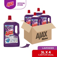 [Bundle of 4] Ajax Fabuloso Lavender Antibacterial Multi Purpose Floor Cleaner 3L Carton Deal