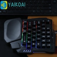 GLENES Single Hand Keyboard, USB Mini One Handedly Keyboard, Multifunctional 35 Keys 3 Color Backlig