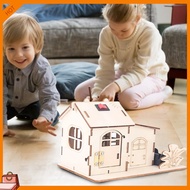 [EST] Wooden Puzzle Educational Luminous Handcraft Solar House Model Puzzle Toy for Children