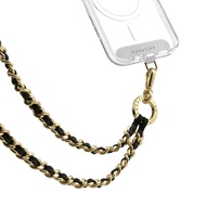 CASETiFY Leather Chain Cross-body Strap-Black in Champagne Gold
