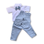 FC56YZ children's blue vest suit biru 1 2 3 4 5 6 7 8 9 10 years old birthday formal party clothes t