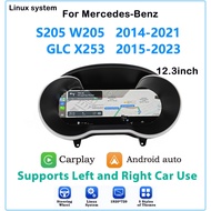 12.3‘’ Digital Dashboard CarPlay Android auto For Benz GLC W205 Speedometer Virtuele Cockpit Voor