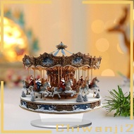 [Chiwanji2] 2D Flat Acrylic Christmas Desk Decor, Holiday Table Decoration, Carousel Scene with Hold