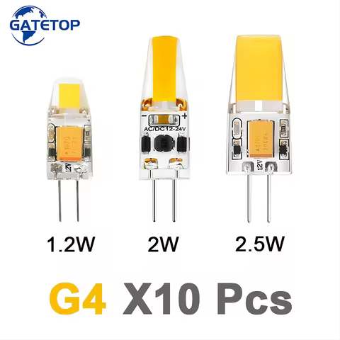 10PCS 12V AC/DC G4 COB Lamp LED AC/DC 12V Corn Light 1.2W 2W 2.5W Spotlight Chandelier Bulb Replace 