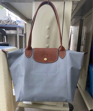 Longchamp Tote bag Medium 淺灰色 鋼灰 中號 28cm 長柄可上肩 再生帆布