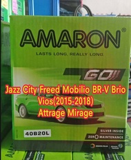 Amaron Go (40B20L) ใส่รถ Brio Amaze City Jazz CR-Z Freed Mobilio BR-V Mirage Attrage Celerio Ertiga แบตสดใหม่เดือนต่อเดือน