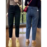Black Harem Jeans Women 2025 Summer New Style Plus Size Fat mm High Waist Stretchy Slimmer Look Carr