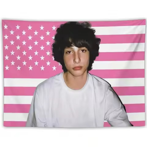 Funny F-Finn W-Wolfhard Tapestry Pink US Flag Print Wall Art Home Decor For Living Room Bedroom Dorm