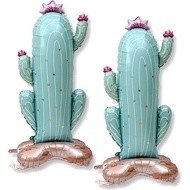 2Pcs 59 Inch Large Standing Cactus Balloons Desert Cactus Foil Balloons for Birthday Party Hawaiian 