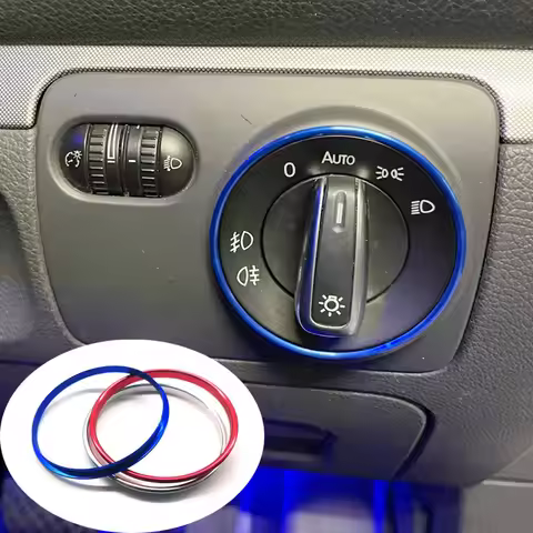 Car Headlight Switch Decorative Frame Trim Ring Sticker Fit For Volkswagen VW Golf Jett MK5 MK6 Pass